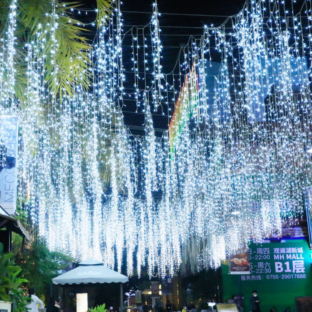 ღ Led Fairy String Lampu Luar Ruangan Tahan Air Atap Dekorasi 3.5M untuk Liburan Natal Outdoor Tirai Pesta Pernikahan Hallowee Tangga dekorasi