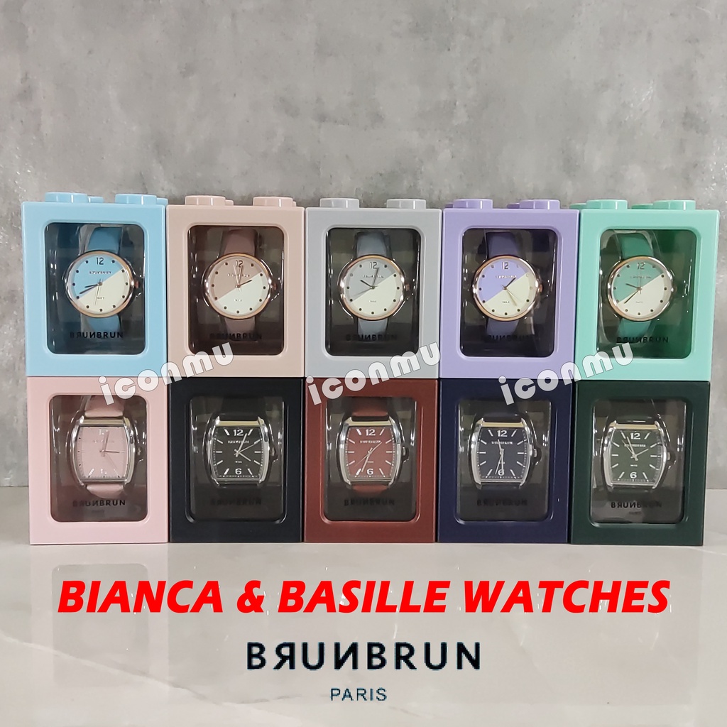 Premium (RRW) BrunBrun Paris Jam Tangan Seri BIANCA & BASILLE & NAYLA & ARDEN & NATHAN Strap Kulit
