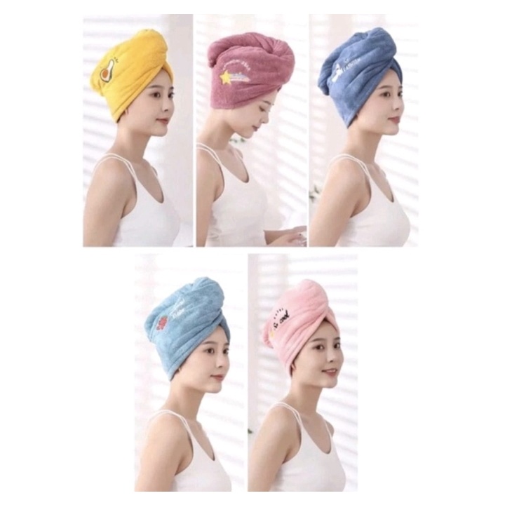 H125 - MICROFIBER PREMIUM Handuk Turban Keramas Kepala Rambut Cepat Kering