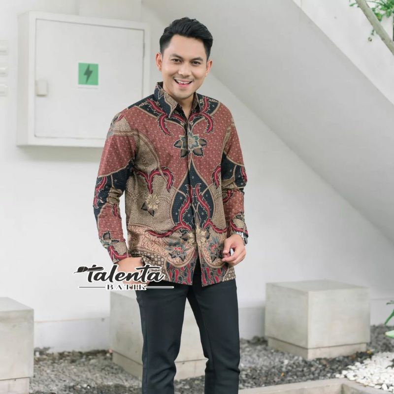 Batik kemeja pria lapis furing bahan katun halus baturaden reguler