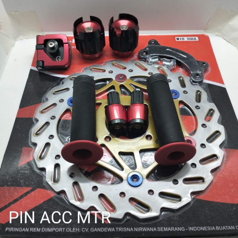 PAKET VARIASI MOTOR UNTUK MOTOR MIO SOUL CARBU/MIO SPORTY/MIO BATMAN/MIO SMILE/UKURAN DISC CAKRAM 260MM PLUSE BREKET