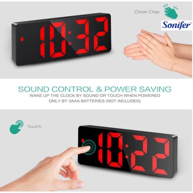 Jam Meja Digital Mini Led Weker Alarm Clock Mirror GH-0712 Hijau