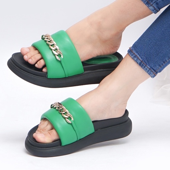 SARASARA YUK - Dunkenstock LEONA Sandal Wanita Tinggi 5cm Size 36 - 40 Selop Tidak Licin Sendal Beleza Wedges Slop Birken Rumah Belleza 37 38 39 Warna ALL Black Fuschia Sara Sara Kekinian Premium Terbaru Shoes Ori Original Mall Official Store