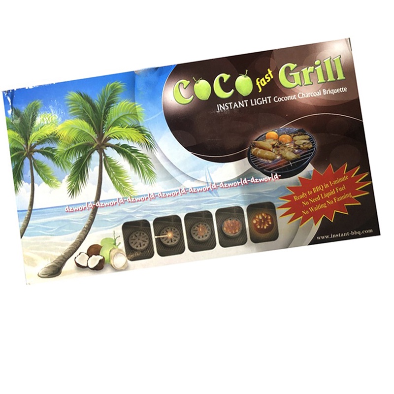 Coco Fast Grill Instan Light Coconut Charcoal  Briquette Starter Breket Arang Kelapa BBQ  Batok Kelapa Instan Barbeque Untuk Pangang Memanggang Bakar isi 2pcs Cocofast Gril