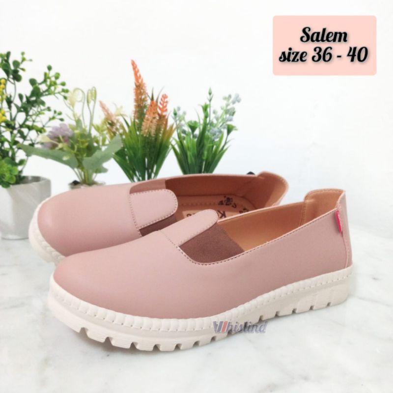 SEPATU FLAT BAHAN KULIT SINTESIS ALAS KARET AULIA 30