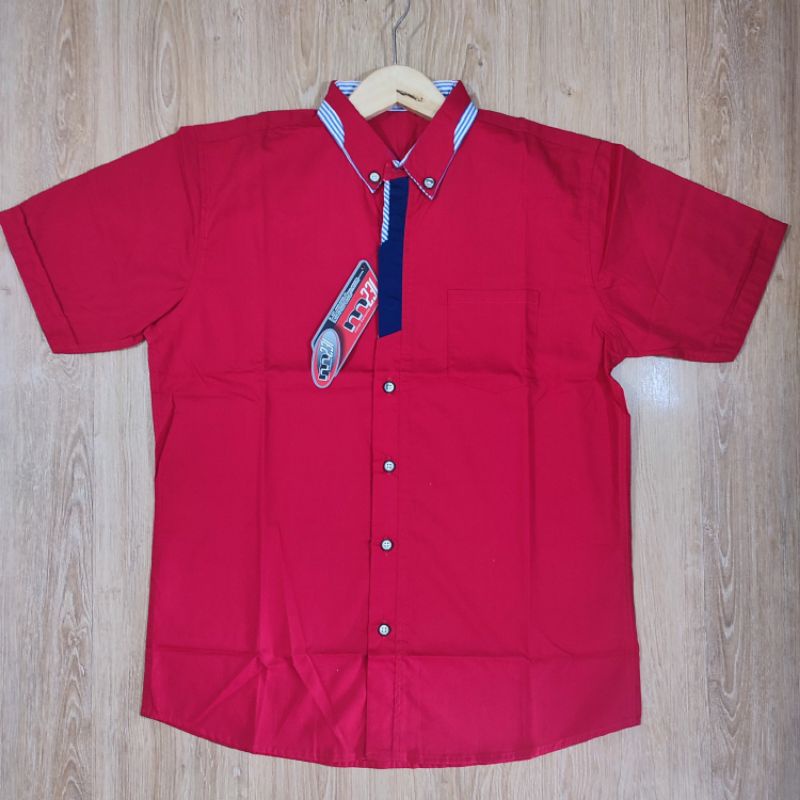 M231 Kemeja merah | kemeja anak laki-laki usia tanggung | lengan pendek | 11 tahun | atasan