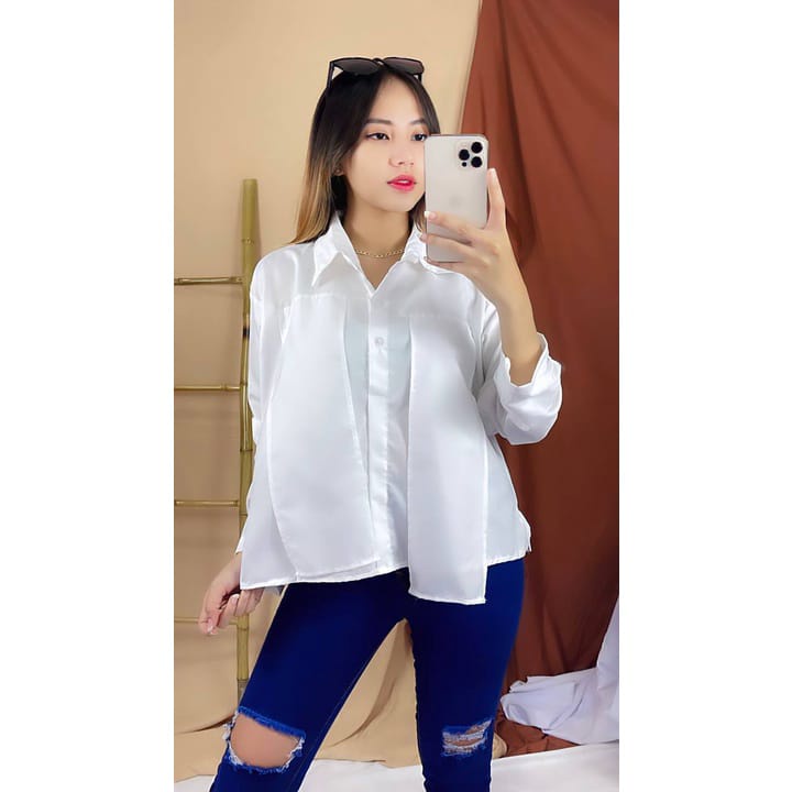 KALU CROP OVERSIZE SHIRT XXL // KEMEJA ATASAN WANITA TRENDY