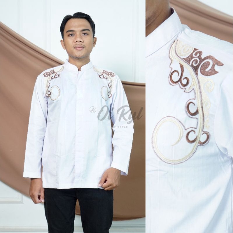 KOKO BORDIR LENGAN PANJANG / KOKO PUTIH LENGAN PANJANG / BAJU KOKO LENGAN PANJANG / KOKO MURAH ORIGINAL / KOKO HADROH