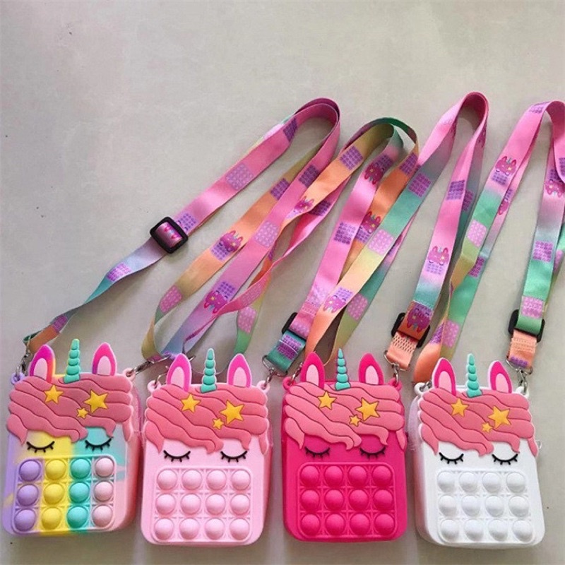 Tas Pop it Anak Unicorn Lucu Import /POP IT RAINBOW UNICORN TAS SELEMPANG ANAK VIRAL TIKTOK / NEW POPIT BAG  Tas Selempang Anak Karakter Unicorn - Tas Pop It Terbaru Import