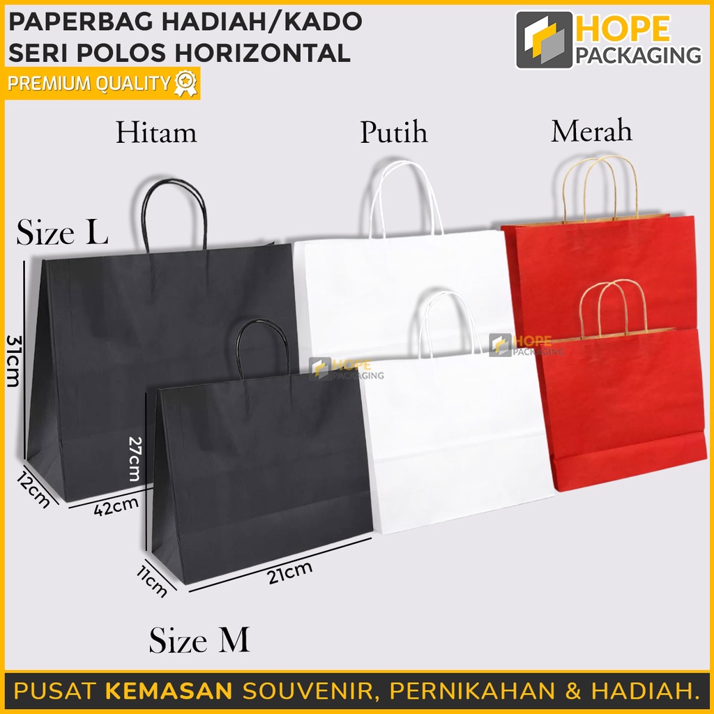 

Paper Bag Polos Horizontal / Kantong kertas Paper Bag Warna / Souvenir Hadiah/Kado / Paper Kertas / Tas Kado Hampers / Tas Bingkisan