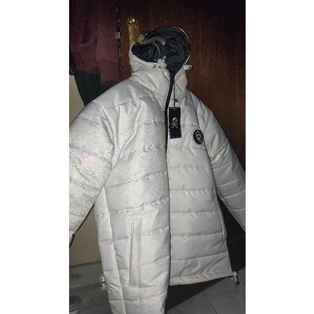 jaket puffer bdg boys white hologram
