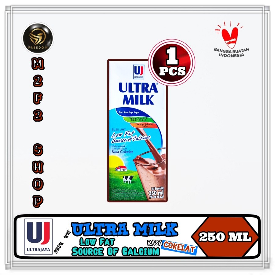 

Susu Ultra Milk Low Fat Source of Calcium Chocolate | Cokelat - 250 ml (Kemasan Satuan)
