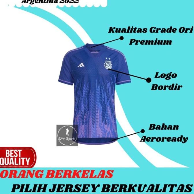 JERSEY ARGENTINA AWAY PIALA DUNIA 2022 GRADE ORI IMPOR BAJU SEPAK BOLA HRT8646R