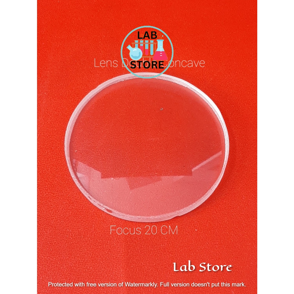 Lensa Cekung / Lens Double Concave Fokus 20 CM Diameter 50 mm