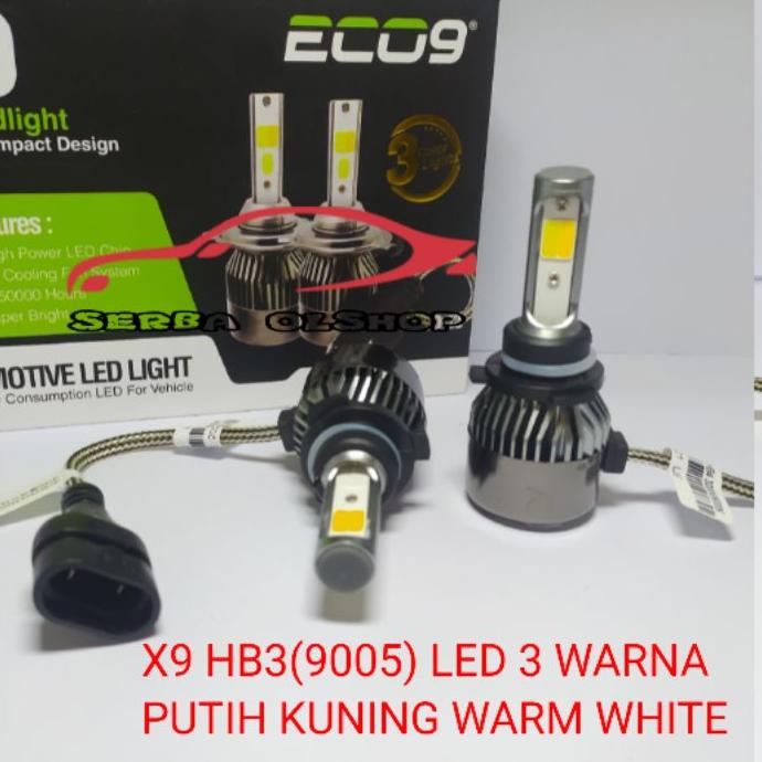 Diskon LAMPU LED Fog Lamp H11 HB3 HB4 H7 H8 H16 Mobil X9 ECO9 3Warna white yellow dan warm white