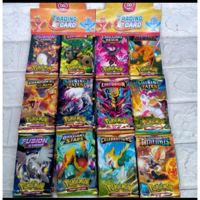 Jual 12 Sachet Mainan Kartu Pokemon DG Gunting batu kertas Trading Card