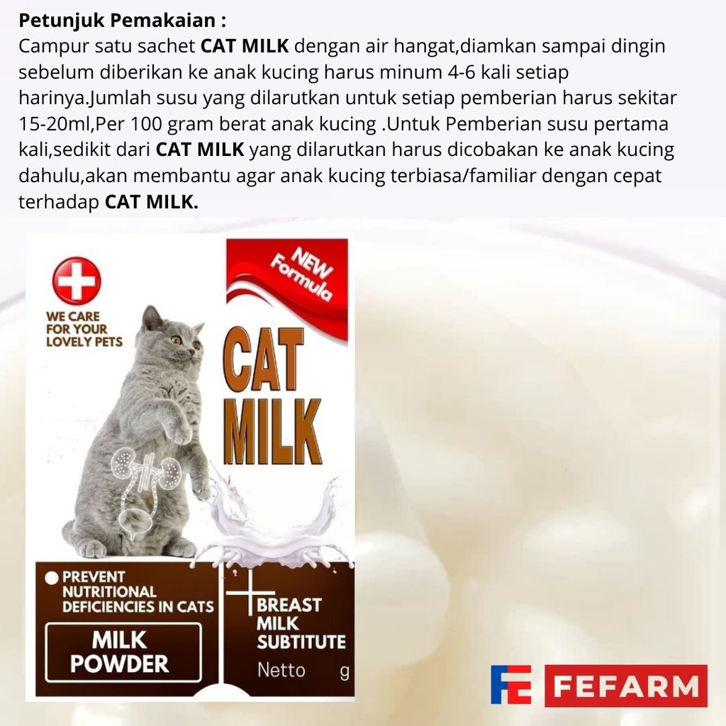 Cat Milk Susu Kitten Anak Kucing Sachet  20gram FEFARM