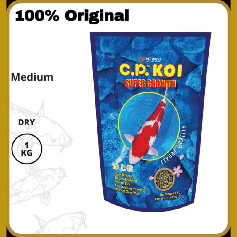 Pakan Koi 1 kg Cp Koi Super Growth ukuran 2mm dan 5 mm