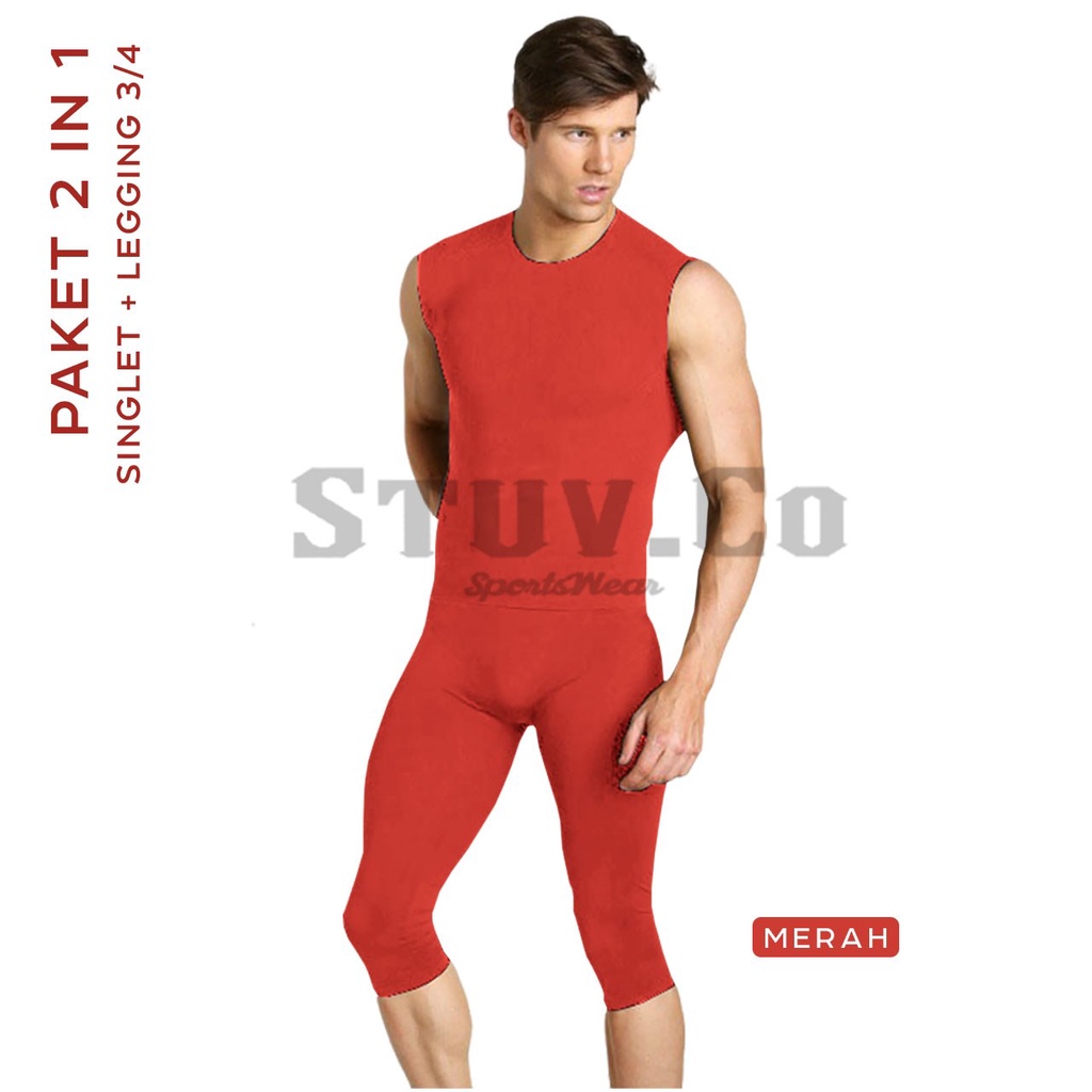 PAKET STELAN BASELAYER SLEEVELESS TANPA LENGAN DAN CELANA PENDEK LEGGING BASELAYER DALEMAN