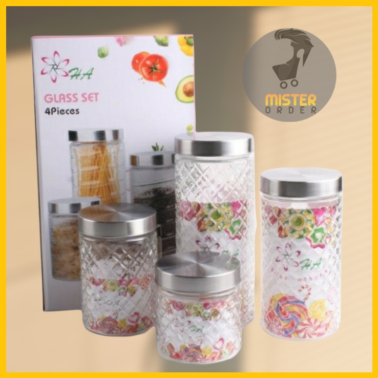 [COD] TOPLES CANISTER SET 4 PCS - TOPLES KACA