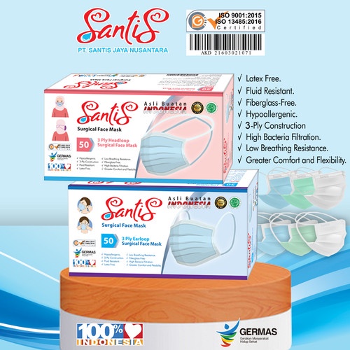 Masker 3 Ply isi 50 ( SANTIS )