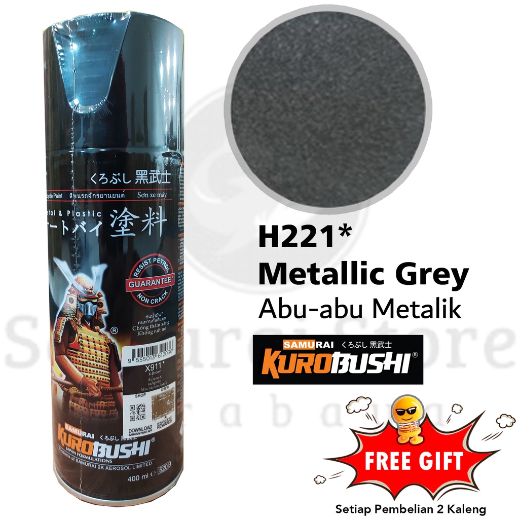 Samurai Paint Honda Grey Metallic H221 ☆ Abu-abu Metalik 400ml - Cat Semprot Pilox Aerosol
