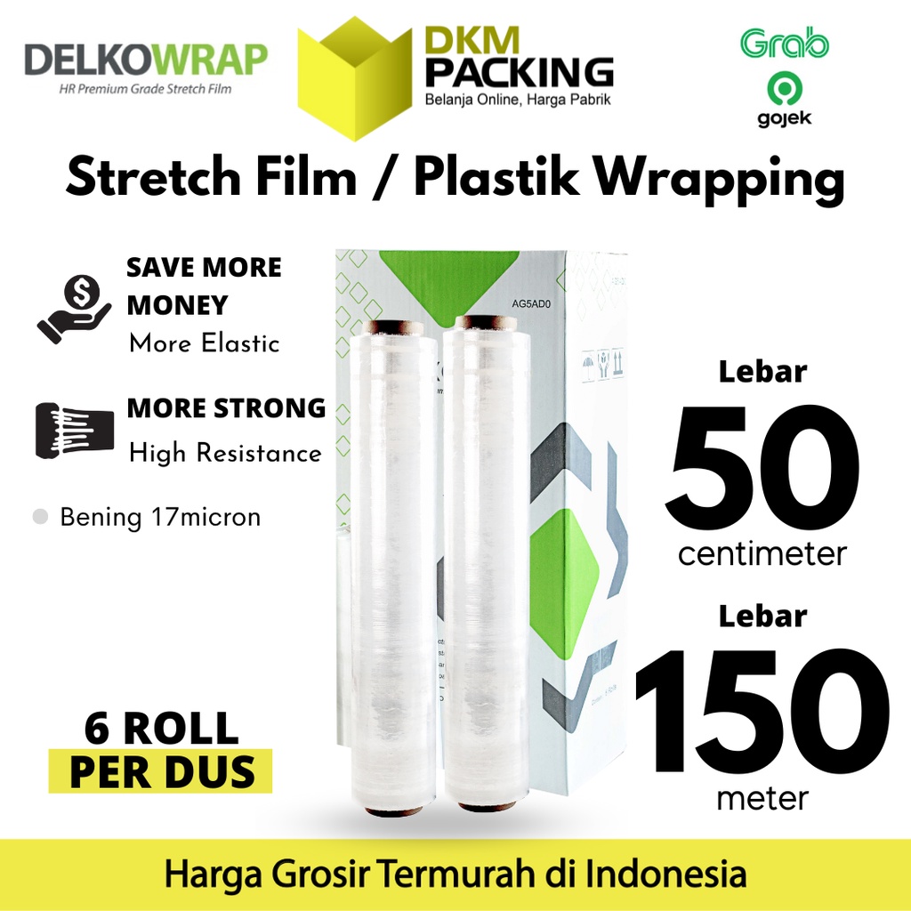 

Plastik Wrapping Stretch Film 50cm x 150m BENING DELKOWRAP TERMURAH OJOL /DUS