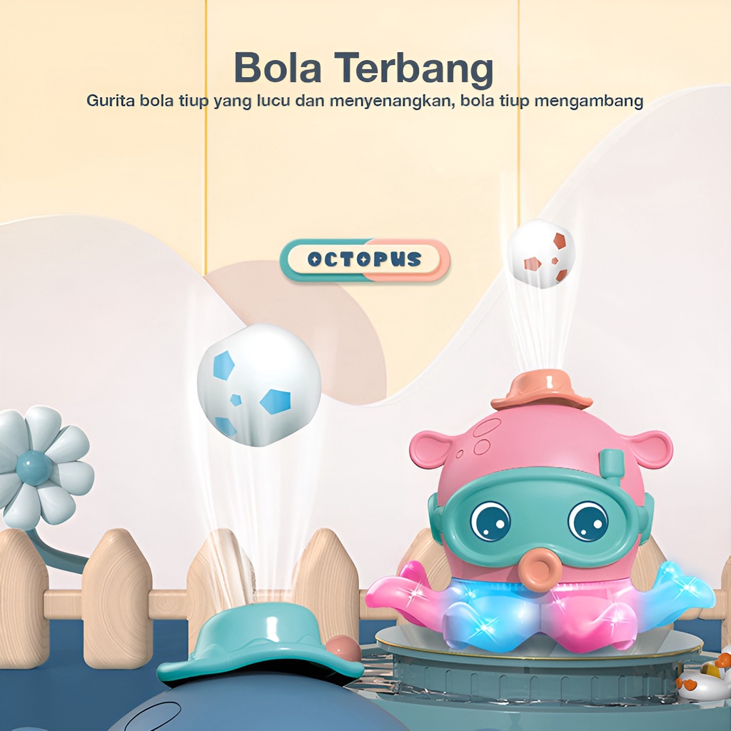 Octopus Ball Blowing | Mainan Gurita Octopus Berjalan | Mainan Hewan Bergerak | Hadiah Ulang Tahun Anak Laki Laki | Mainan Anak Perempuan 1-2-3-4-5 Tahun