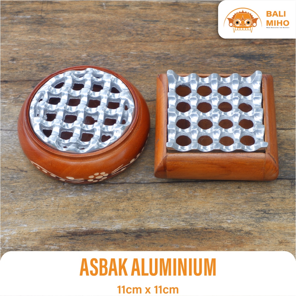Asbak Rokok Aluminium Kayu - Asbak Kayu - Asbak Bali - Asbak Aluminium - Asbak Besi - Asbak Unik - B