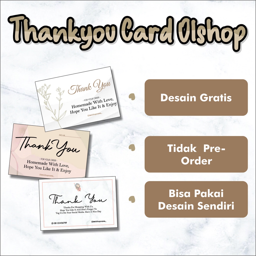 Thank you card custom-Thank you card olshop-Thank you card souvenir-Kartu ucapan DLL