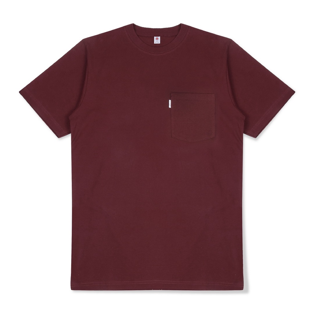 Infinide Kaos Polos Saku MAROON T-Shirt Kaos Kantong Baju Pria Wanita Distro Infinide Official Store Cotton Combed 24s Premium