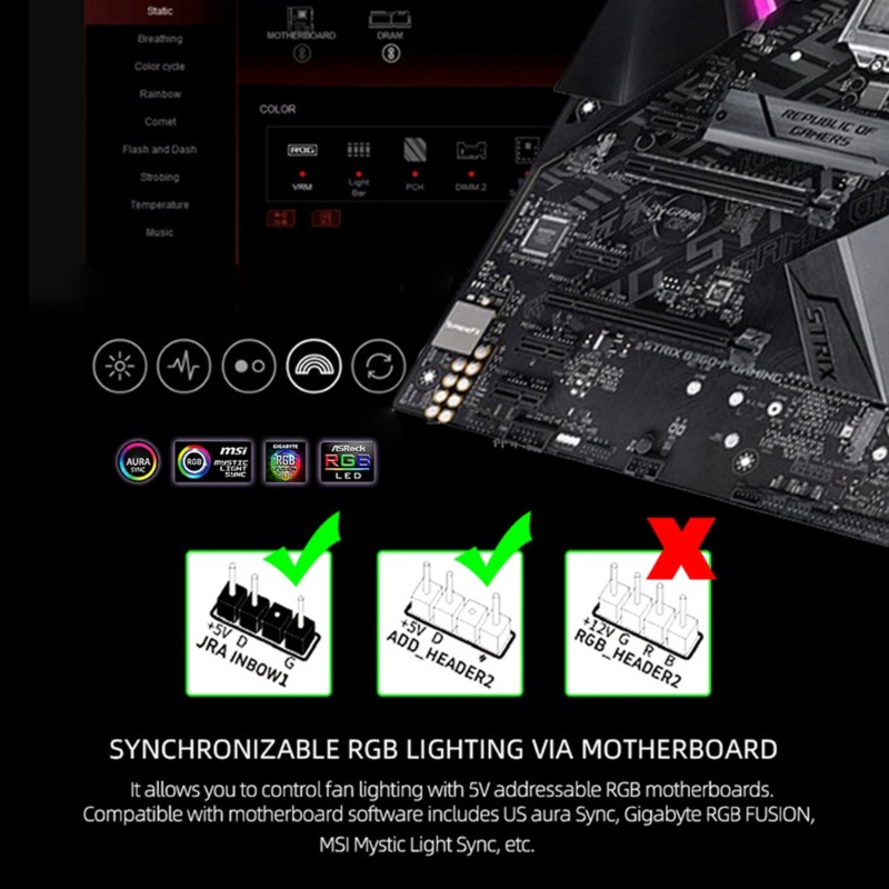 Bt Coolmoon PC Untuk Case Fan 120mm PWM ARGB Pendingin Sasis Komputer 4pin Adjustable RGB Cooling Fan Untuk Pendingin CPU