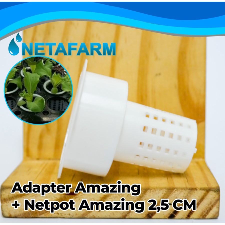 Adapter &amp; NETPOT 2,5 cm AMAZING PUTIH - 1pcs - Satuan Netpot
