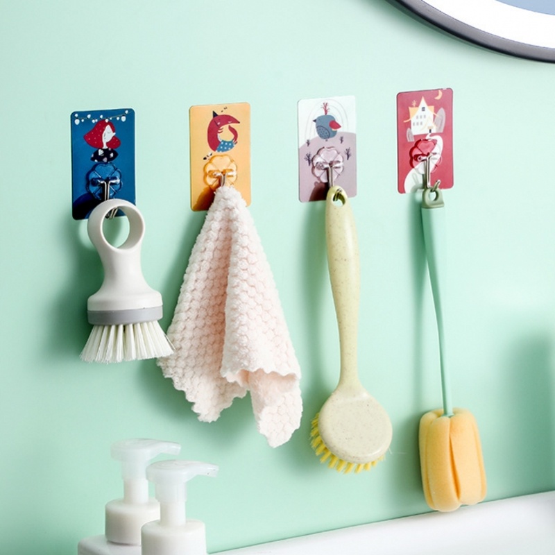 Seri Kartun Kreatif PVC Self Adhesive Wall Hook/Pintu Portable Di Belakang Ada Kunci Meninju Rak Gantung Baju/Rumah Kait Tempel Serbaguna