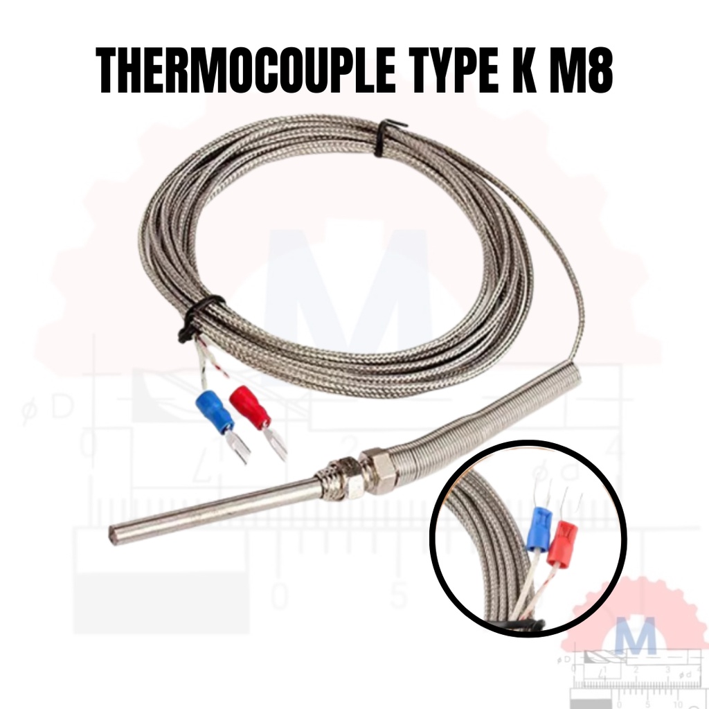 Jual Probe Sensor Suhu Thermokopel Type-K M8 Pengukur Temperatur Thermo ...