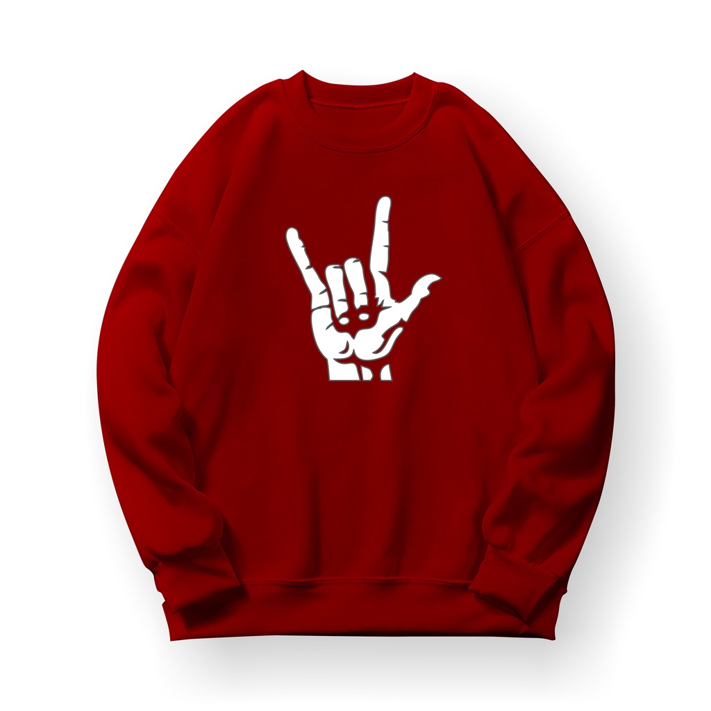 Hand Metal Sweatshirt Basic II Sweater Crewneck Print DTF II Sz M - XL Anak &amp; Dewasa ( Pria &amp; Wanita )