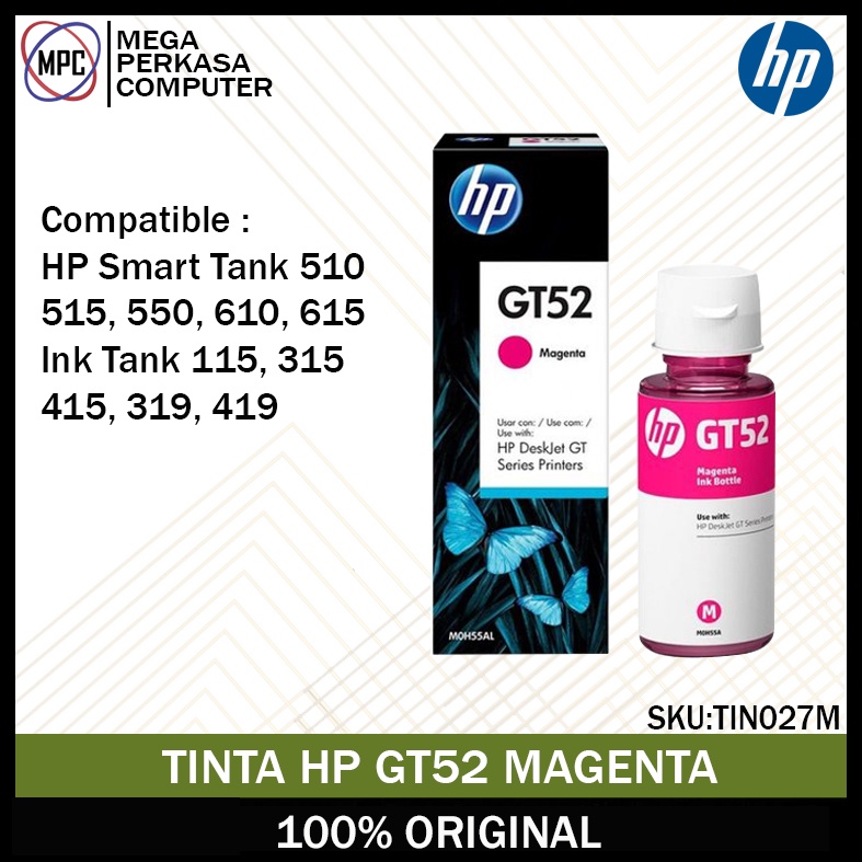 Tinta HP GT52 Printer HP Deskjet GT 5820 Ink Tank 310 315 319 Magenta