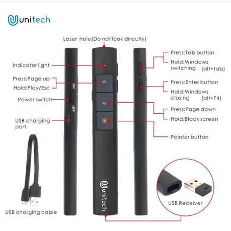 ITSTORE  Wireless Laser Pointer Presenter Unitech N26 / Digigear 152 Rechargeable 2.4G Remote Control