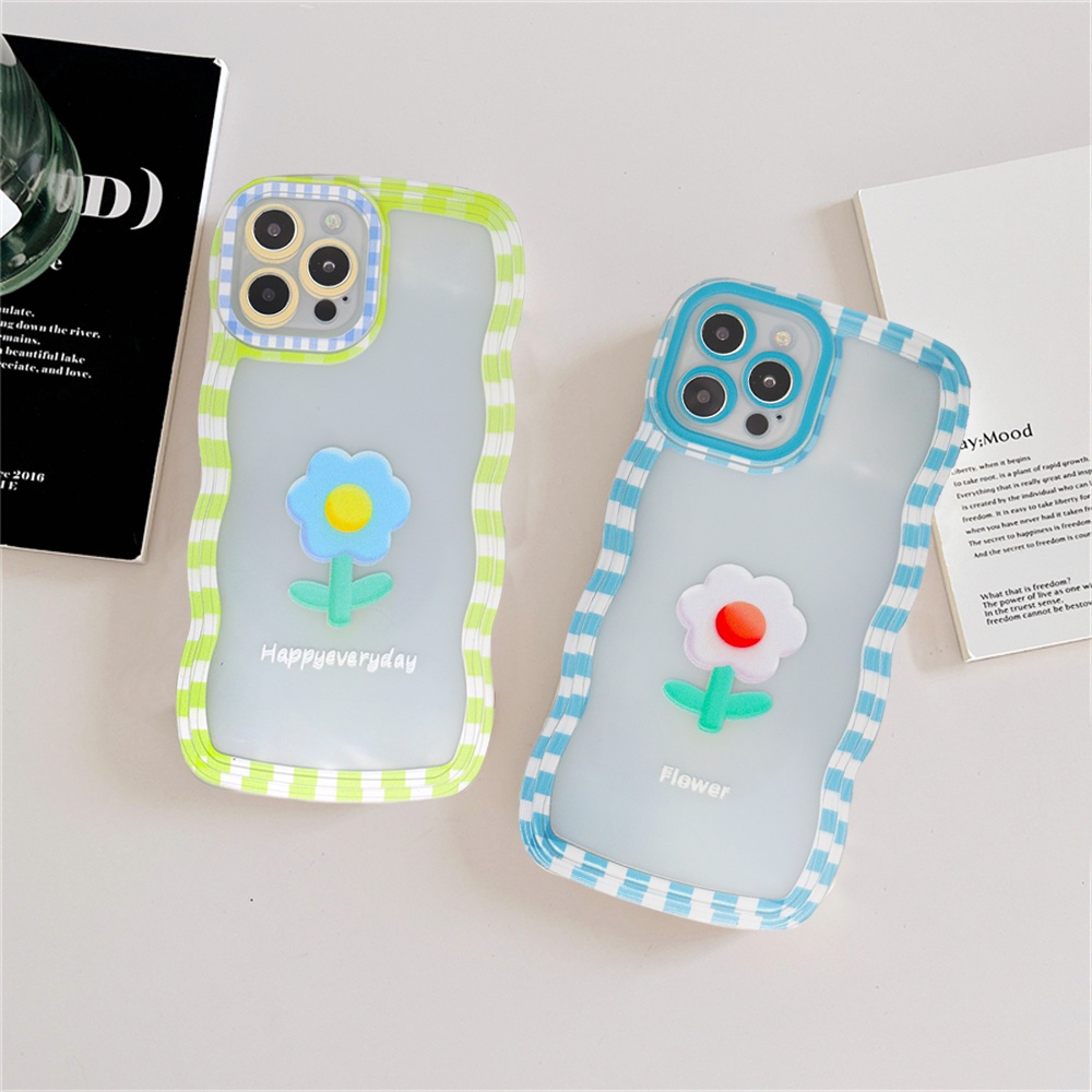 Realme 10c30 C31 C35 C21Y C25Y RealmeC11 C25 C17 C15 C12 C3 C2 Realme 8i 7i 5 5i 6i 7 Pro Kotak-Kotak Bunga Gelombang Tepi TPU Phone Case Cover DGX