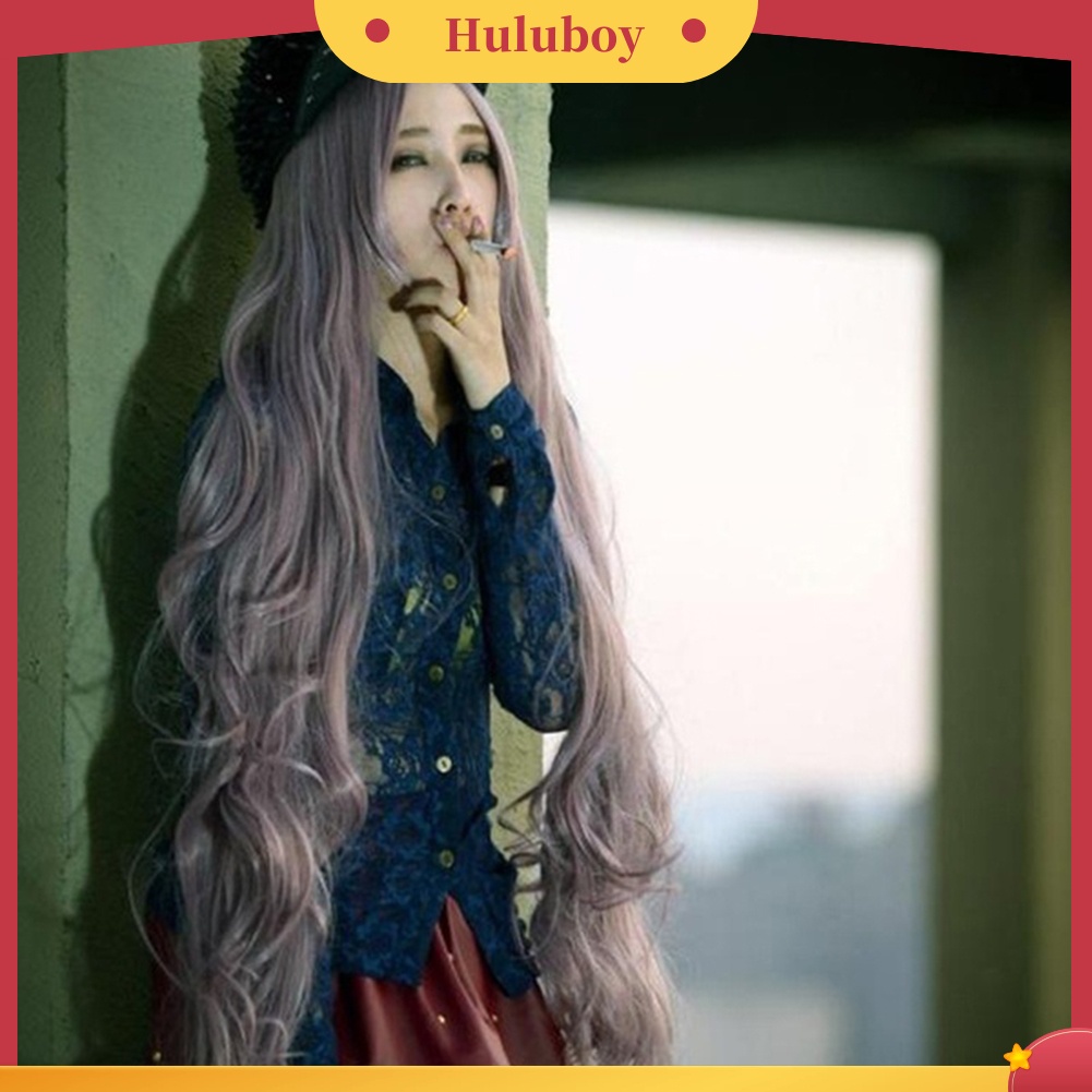 Wig Rambut Sintetis Model Panjang Keriting Gelombang 100cm Untuk Wanita