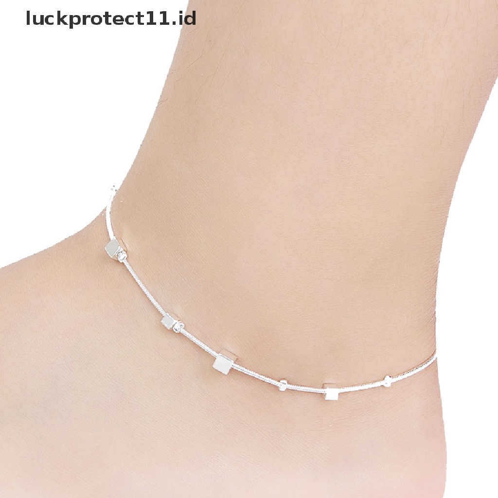 /Fashion Hot// Fashion// Gelang Kaki Rantai Kubus Lapis Perak925Gelang Kaki Barefoot Sandal Pantai Kaki Perhiasan.