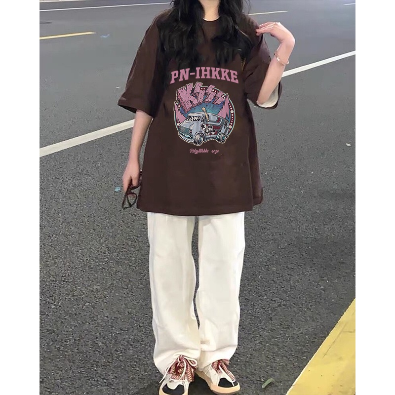 Kaos Oversize Korea Space Lucu Kaos Couple Unisex Car Korean Style/baju warna putih atasan wanita