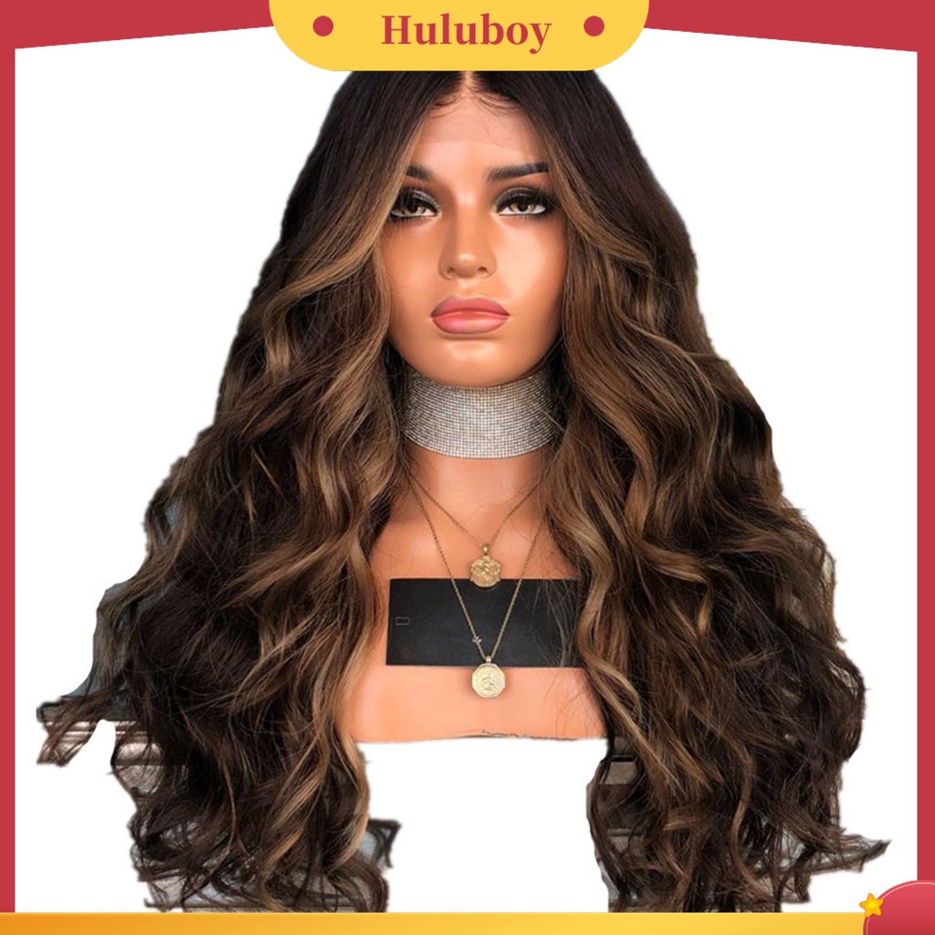 Wig Rambut Wanita Model Keriting Gelombang Warna Coklat Mawar Untuk Pesta