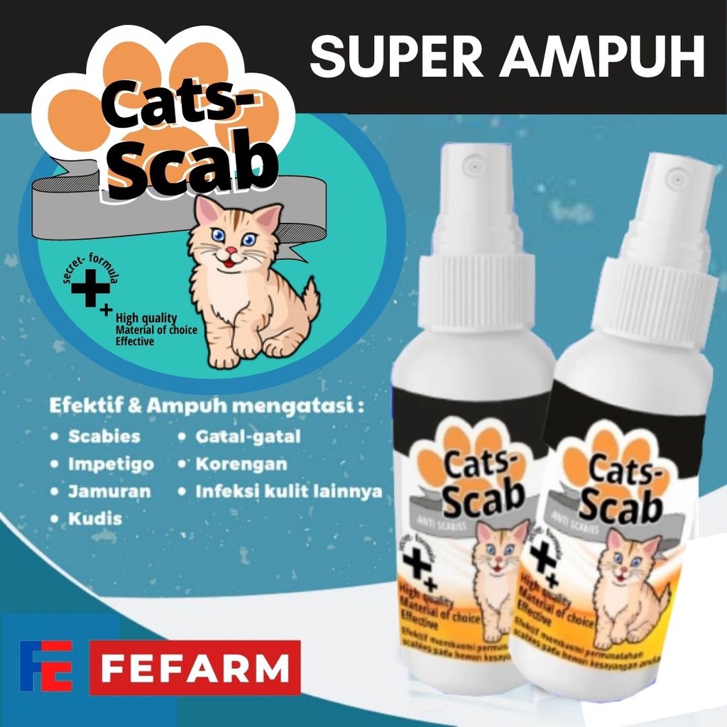 Obat Jamur Kucing Scabies Demodex Impetigo Jamur Kutu Parasit Cacing Hati Gatal Kulit ANTI SCABIES FEFARM