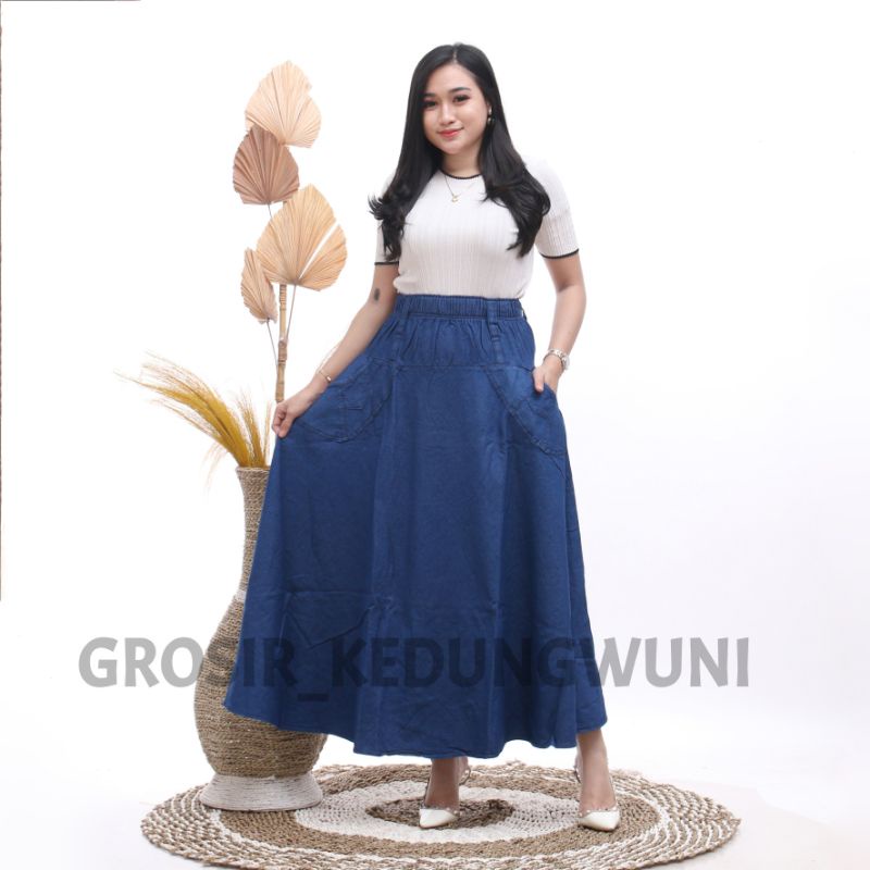 ROK PAYUNG JEANS JESSY UMBERELLA ROK PANJANG