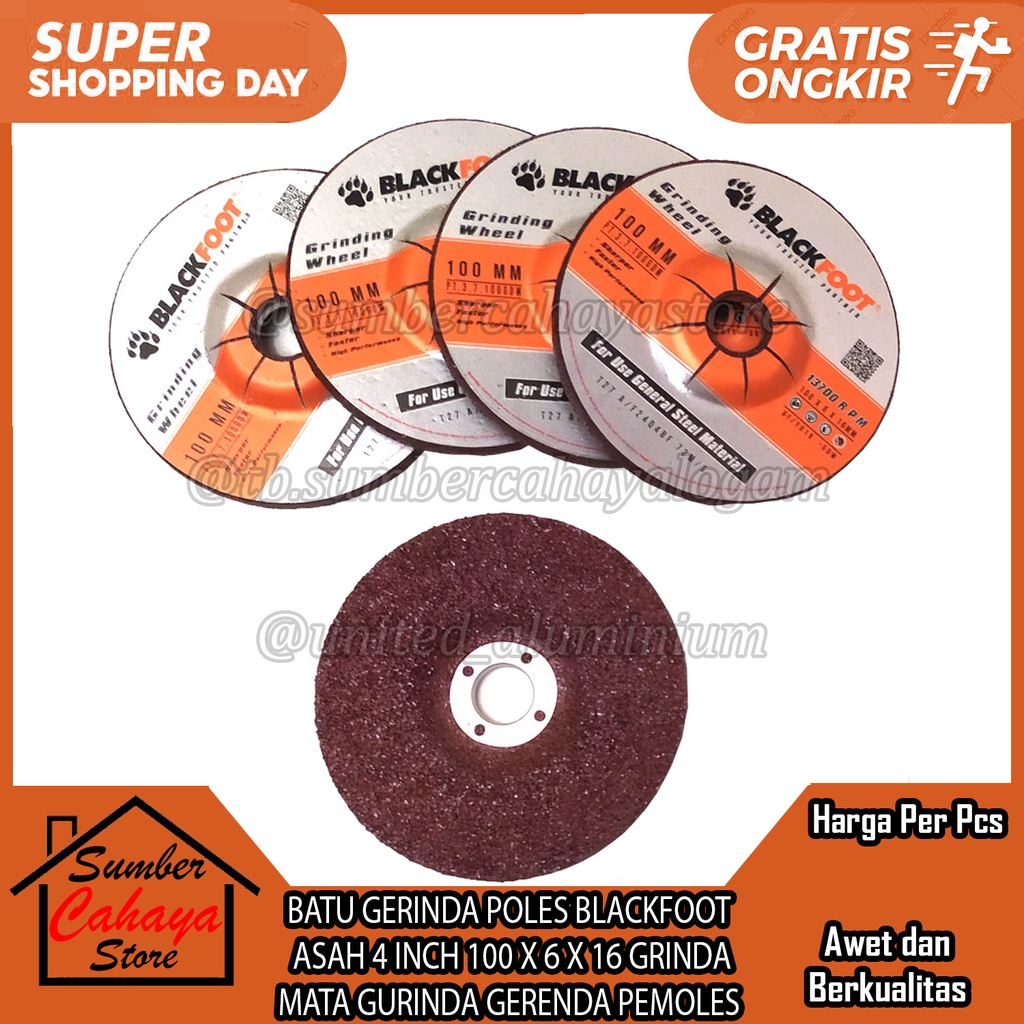 BATU GERINDA POLES BLACKFOOT ASAH 4 INCH 100 X 6 X 16 GRINDA MATA GURINDA GERENDA PEMOLES POTONG PEM