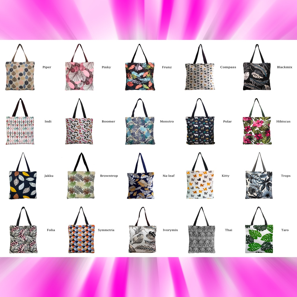 TOTE BAG / TOTEBAG KANVAS DENGAN RITSLETING KUAT DAN TRENDY / TAS TOTE MOTIF INDI