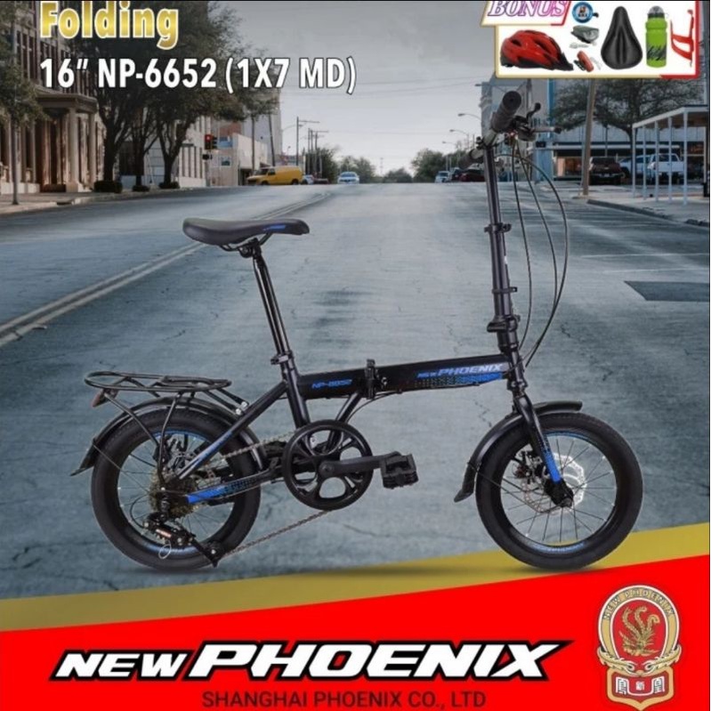 Sepeda Lipat 16 Disk Brake New Phoenix Shanghai NP6652 NP 6652 7 Speed