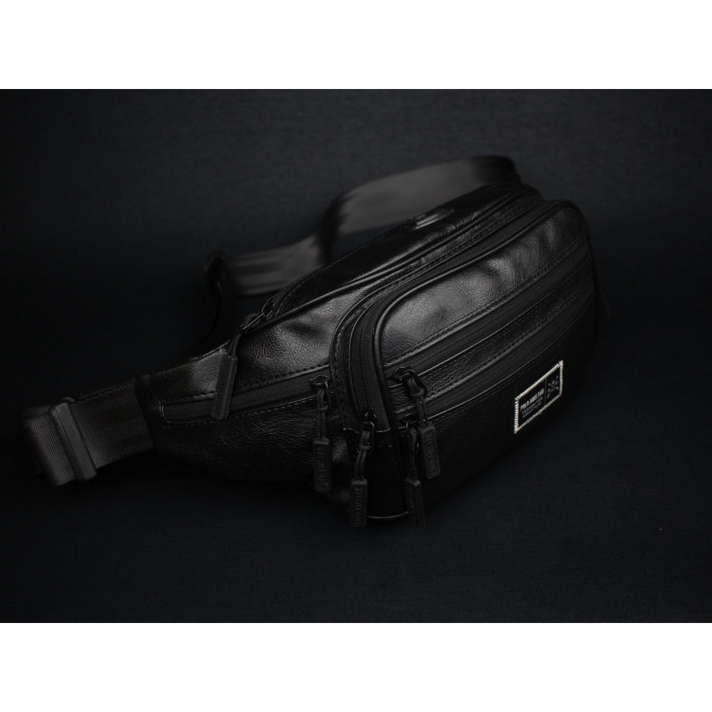 Waistbag Waterproof Polo Amstar 7 Resleting Kulit PU Leather Anti Air Tas Pinggang Tas Selempang