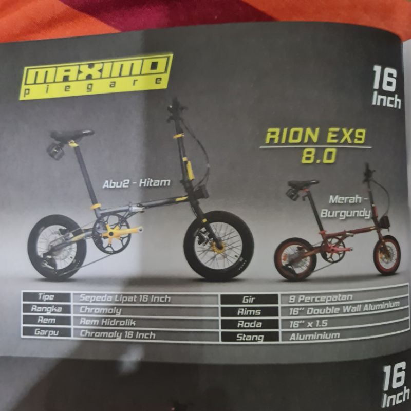 Sepeda Lipat 16 Family Maximo Piegare RION EX9 EX 9 8.0 8